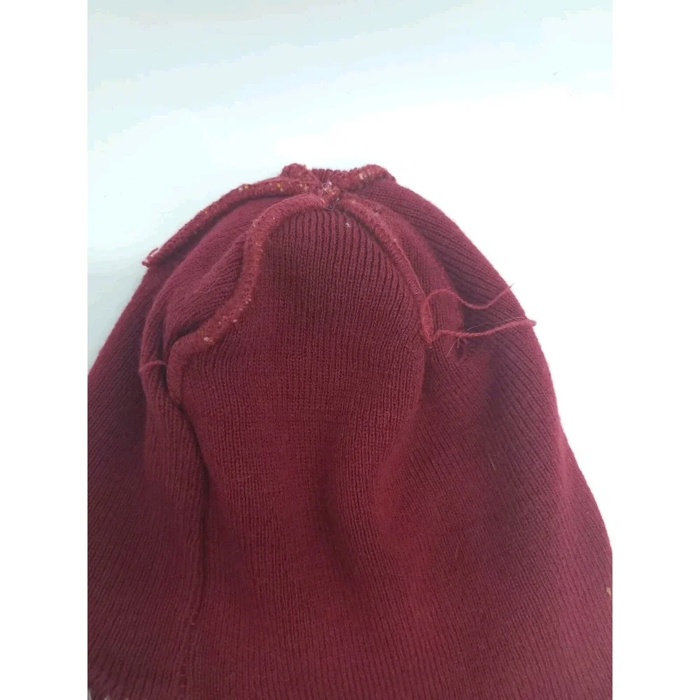 Atlanta Flames Chullo/Peruvian Snow Hat, Burgundy & Goldenrod